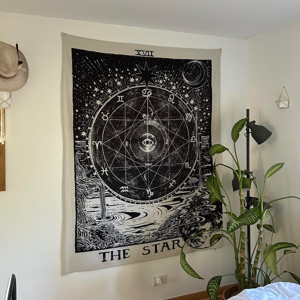 Urban Outfitters Black and White Celestial Tapestry Art